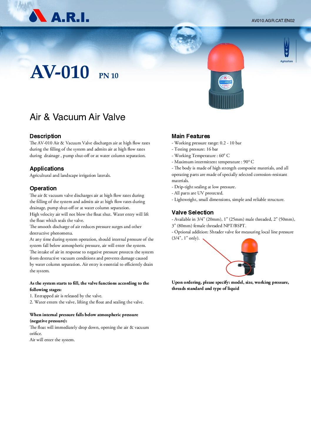 Van xả khí và chân không 3.4''