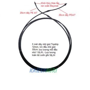 Bộ tưới cuốn gốc k/c đầu nhỏ giọt 50cm